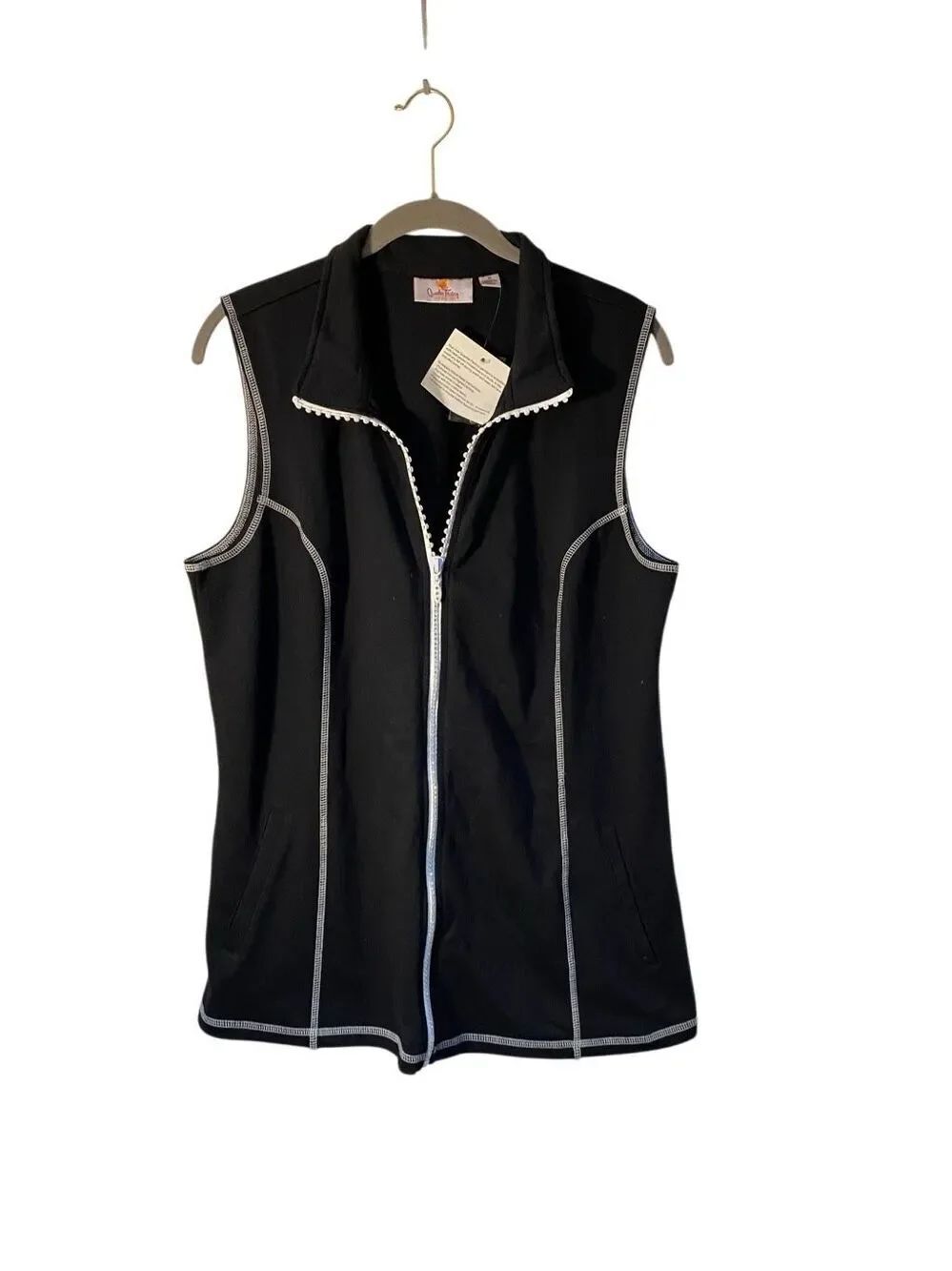 NWT Quacker factory rhinestone, zip black vest fairy goth M
